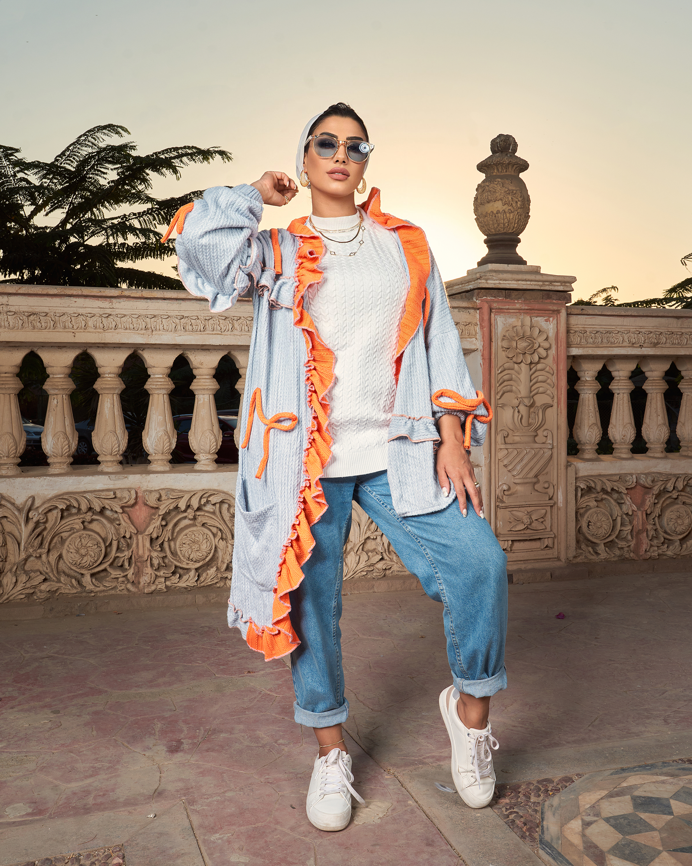 Pop orange winter cardigan